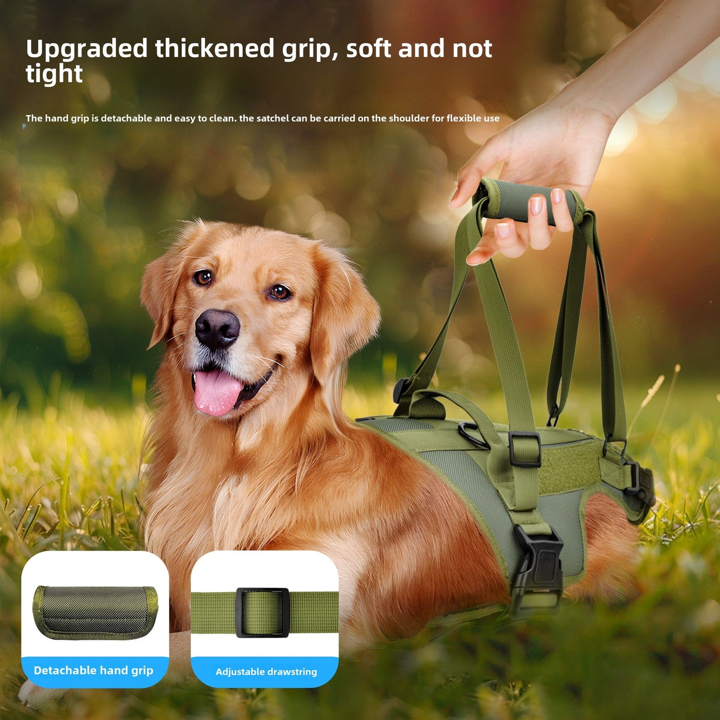 Adjustable Dog Lift Harness - Supportive Sling for Large Dogs with Hind Legs, Mobility Aid for Elderly & Disabled - Durable Nylon Vest for Hip & Back Joint Injury Assistance During Walks, Without Battery